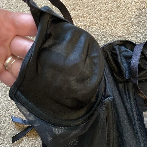 VINTAGE VAN RAALTE BLACK SHEER BUSTIER CORSET WITH GARTERS SIZE 34B - Picture 15 of 15